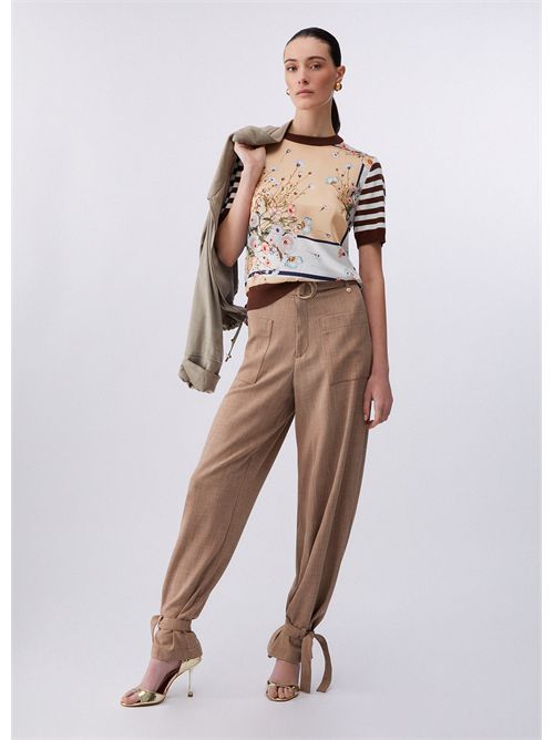 Top con inserti in twill stampato LIU JO | WA6386MS49I/P9245